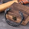 Серый Стальной Викинговский Браслет с Драконом для Мужчин с Норвежской Деревянной Коробкой Nordic Манжета Наручная