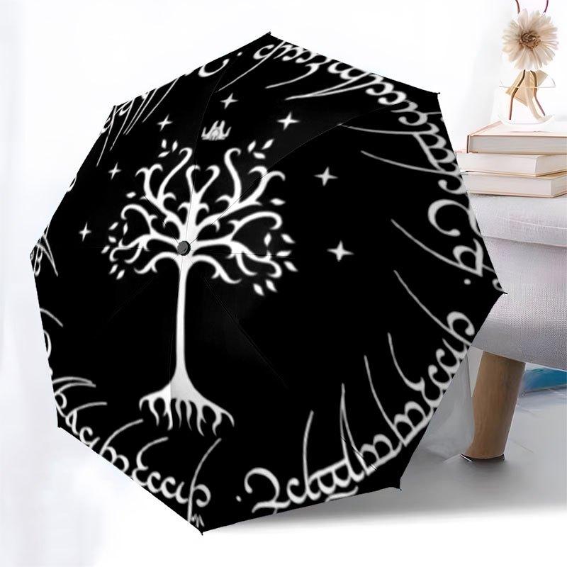 Lord of the Rings Tree of Gondor Sticker DecalUmbrella with Cute Design,Portable 3-Fold Compact Umbrella for Men&Women,Valentine's Day Mothe
