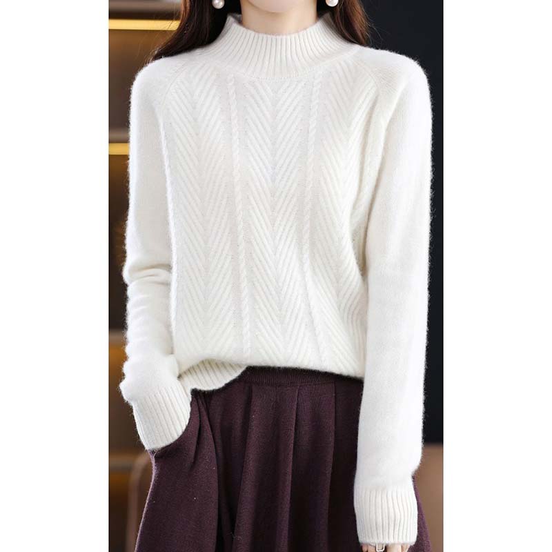 Женский утолщенный трикотажный свитер с полувысоким воротом на осень и зиму, свободный пуловер, нижняя часть рубашки