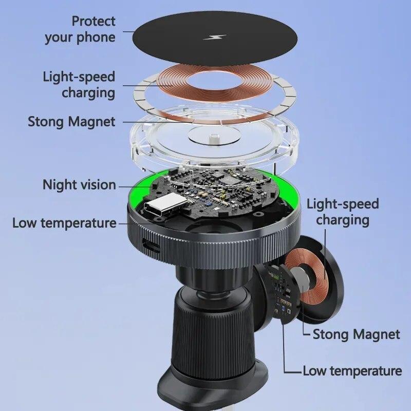 Магнитное беспроводное автомобильное зарядное устройство 2 в 1 для iPhone 15 14 13 12 Pro Max Apple Watch 8 7 Macsafe держатель для телефона автомобильное крепление быстрая зарядка