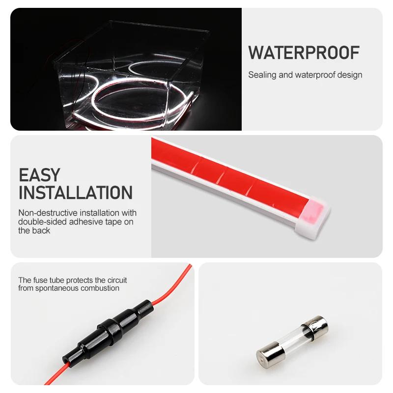 Car Hood White Dynamic LED Strip Exterior Silicone LED Light Flexible Exterior Light Strip with Fuse Protection Auto Accessories