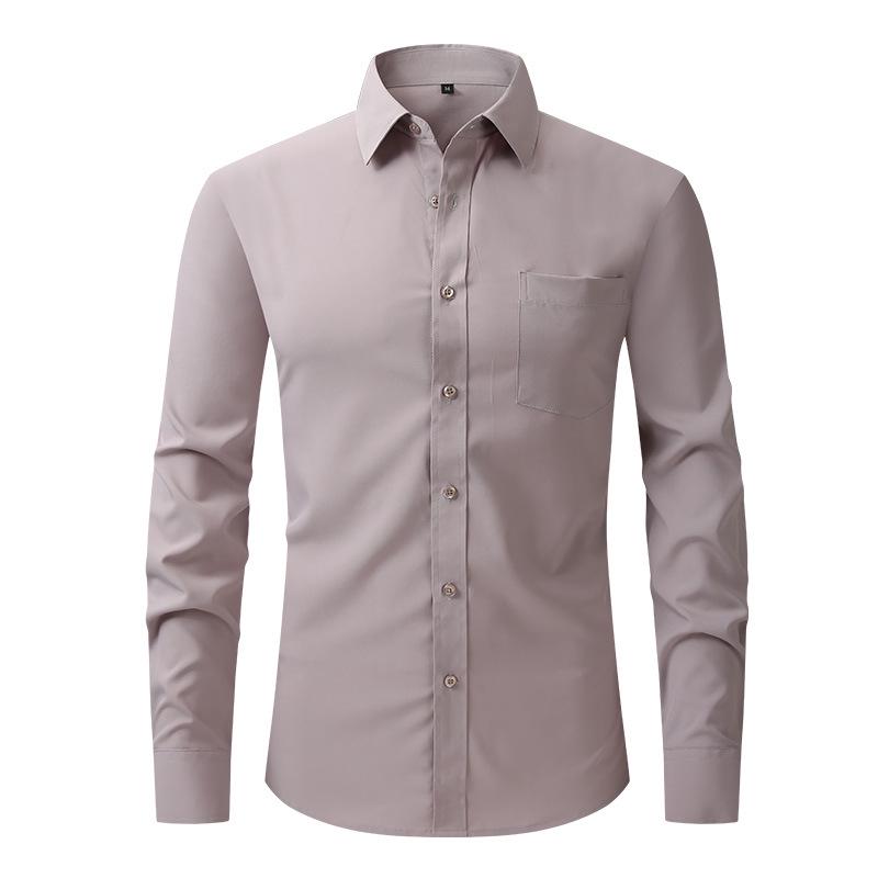 Мужская рубашка в стиле business casual с длинным рукавом, четырехсторонней эластичностью и немнущейся тканью