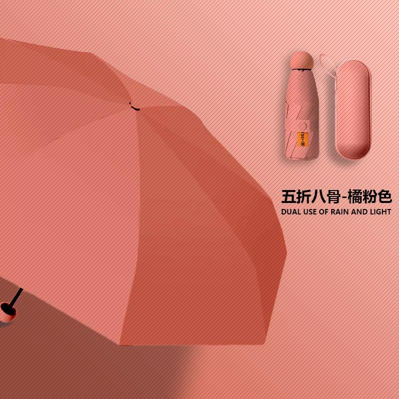 Pocket Capsule Umbrella for Women, Thickened Black Coating, Sun Protection, Sunshade Umbrella, Foldable Umbrella, Dual-Use for Sun and Rain, Portable