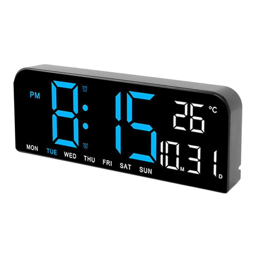 Digital Alarm Clock Large LED Display Desk Wall Clock with Temperature Date Week Display Adjustable