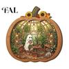 Whimsical Ghost Book Nook Halloween Wooden Tabletop Ornament, 2D Flat Cute Reading Bathing Fall Harvest Home Decoration Watering Plaque with Stand for
