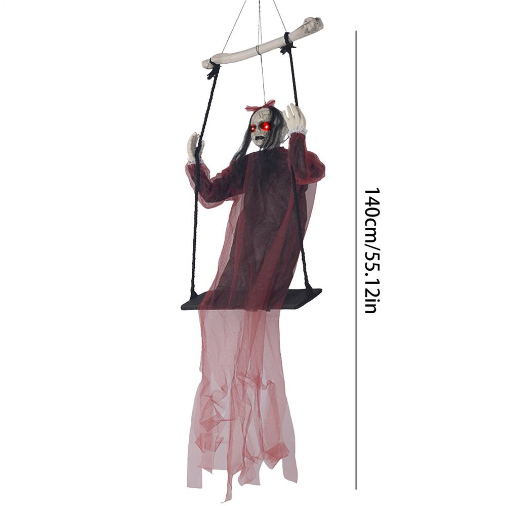 Halloween swing hanging ghost decoration Grim Scary Accessories with Light Sound Effects for Indoor Outdoor House Garden Porch