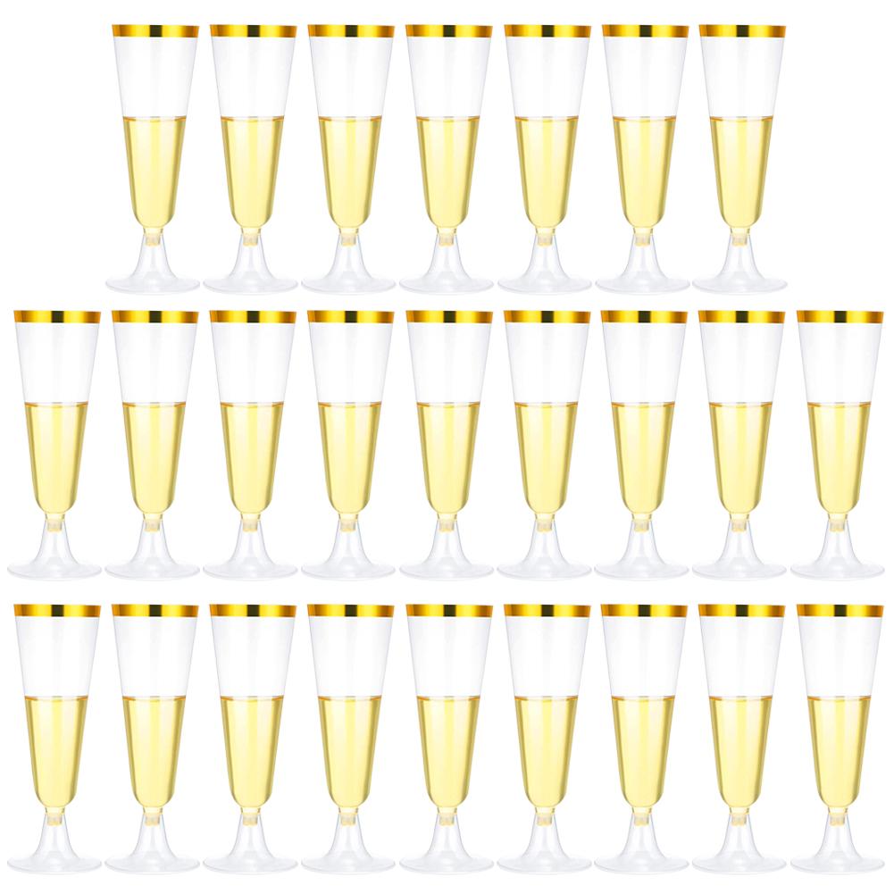 25pcs Plastic Champagne Flutes Champagne Glasses Transparent Wine Glasses 150ml Disposable Wedding Toasting Glasses Cocktail Cup