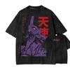 Новая футболка ACID WASH с принтом Neon Genesis Evangelion Мужская и женская Стиранная футболка Высококачественная Винтажная футболка Топ