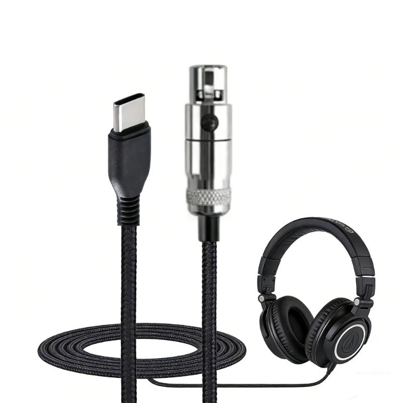 Плетеный нейлоновый USB C на 3-контактный XLR Кабель-замена для наушников Q701/K712/K702/K240/K240 II/K141/K17 С защитой от запутывания