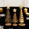 Gold Spiral Christmas Tree Decor Glittering Tabletop Tree with Star Topper for Holiday Home Office Table Centerpiece Mantel Shelf Decor