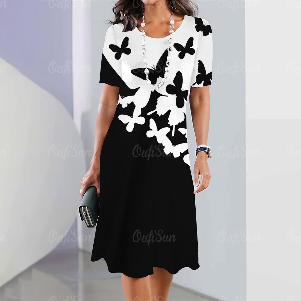 Butterfly & Floral 3D Print New Women's Dresses Plus Size Female Summer Dress