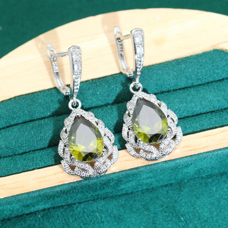 Water Drop Jewelry Europe and The United States Hot Anti-allergy Zircon Necklace Earring Jewelry Set