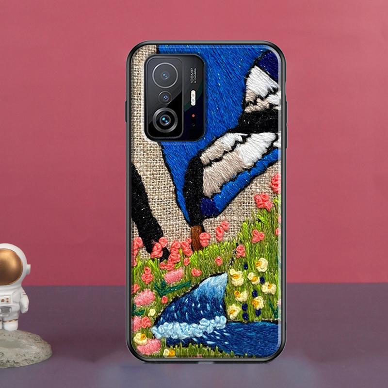 Embroidery Flowers For POCO X5 X3 F5 Pro X4 F4 GT M5s C40 F3 Case For Xiaomi 13 Lite 12 11T 12T Pro 12X Cover