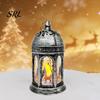 Retro Decorative Lamp Christmas Lantern Night Light, Battery Operated LED Lamp, Flickering Non Heating Bedside Flame Flameless Hanging for Home