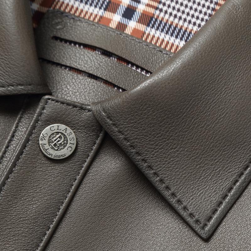 Кожаная куртка Кожаная куртка с лацканами Мужская куртка из овчины Тонкая кожаная куртка High Sense