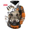 Boar Hunter Men's Hoodie Animal Hunting Camo Tattoo Pullover Harajuku Casual ELK Hunte Sweatshirts 3D Printed Oversized Clothing