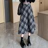 Women Midi Skirt High Waist A-Line Woolen Skirt Plaid Pattern Slimming Mid-calf Skirt Daily Home Street Wear