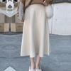 Knitted Skirt Sweater Versatile Mid Length High Waist A-line Skirt Wool Skirt
