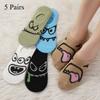 5 пар женских забавных мультяшных носков, тапочек, весенне-летних кавайных носков, модных женских дышащих повседневных коротких носков до щиколотки