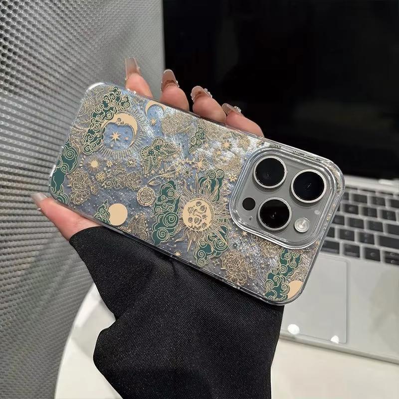 Модный ретро чехол для телефона 'Солнце Луна Звездное небо' для iPhone 17 16 15 14 13 12 11 Pro Max 17 Air XR XS 16E INS Ударопрочный чехол