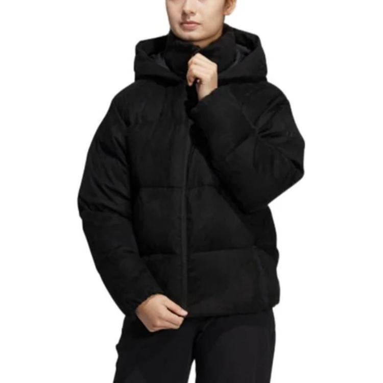 adidas Однотонный фирменный логотип с капюшоном на молнии, женская верхняя одежда, черный цвет H20810