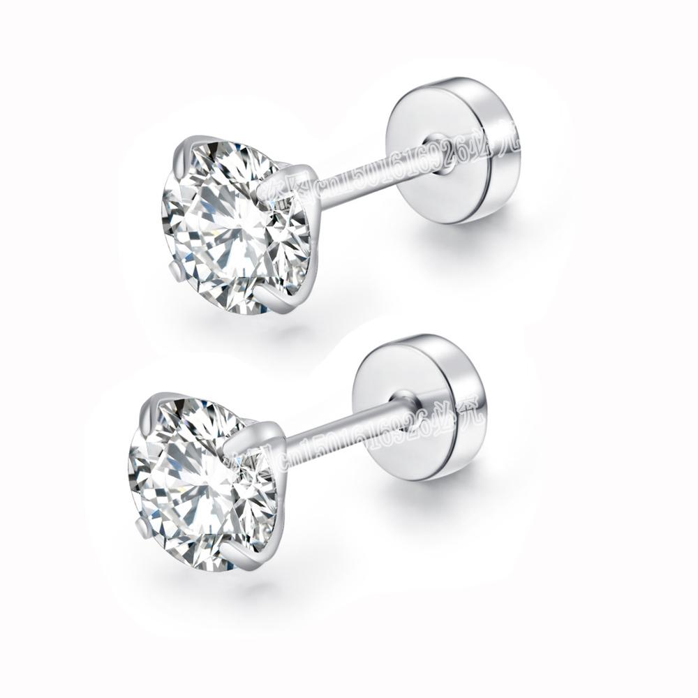 4 Цвета Топ Нержавеющая сталь Унисекс Женские Мужские Круглые Хрустальные Циркониевые Гвоздики Серьги Пирсинги Модные неаллергенные Украшения