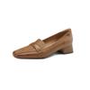 Mid Heel Retro Women Pumps Pointed Toe Concise Office Lady Working Shoes Woman Genuine Leather Pumps Basic Spring Summer 2024