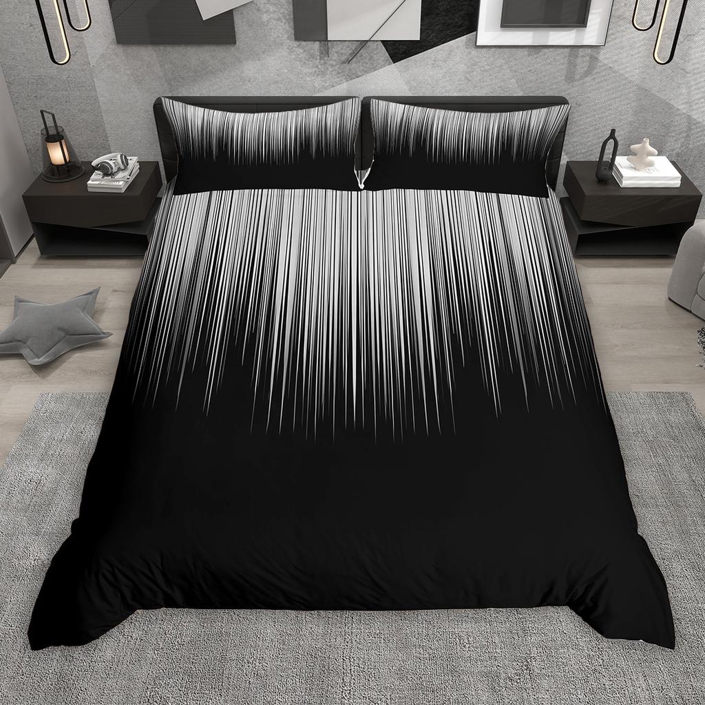 Comforter Homewish Gradient Lines 2Pcs/3Pcs Neon Red Gray Cyan Bedding Set Black Green Blue Pink Comforter Set