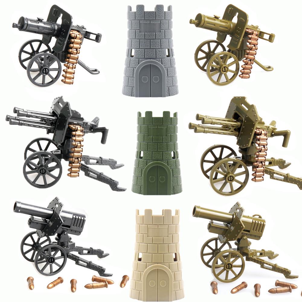 Военный Армейский Набор MOC – Блокгауз с Зенитным Орудием WWII Модели из Кубиков для Коллекционеров Военных Игрушек