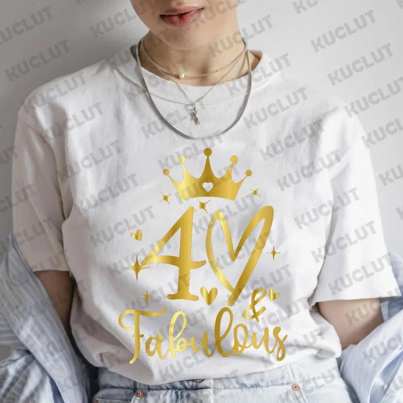 Tshirt for Women Chapter 40th Birthday Crew Party Y2k Tops Graphic 40 Birthday Squad Chapter Tshirt Summer Short Sleeve Tees