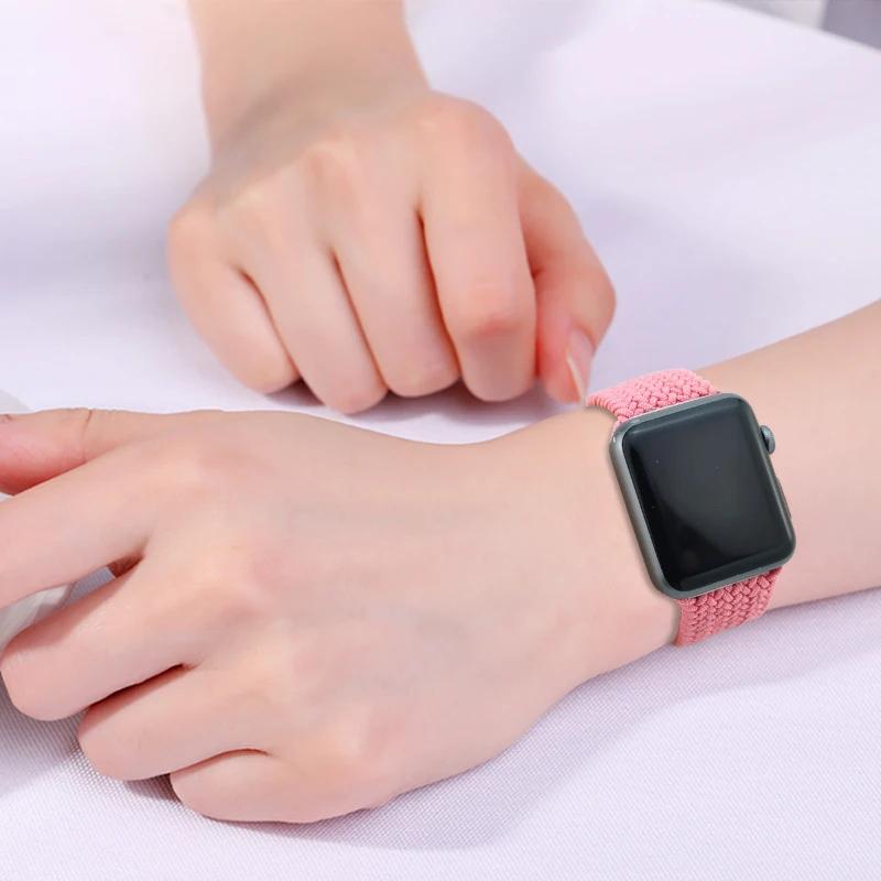 Ремешки Для Apple watch bands 44мм 45мм 40мм 41мм 49мм 46мм 42мм Плетеный Solo Loop Correa браслет iwatch Серии 11 10 9 7 8 SE 6