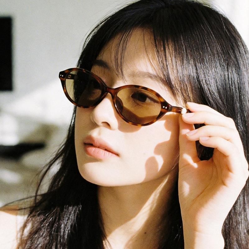 TR polarized small oval frame sunglasses, pearl style sunglasses, acetate cat-eye sunglasses
