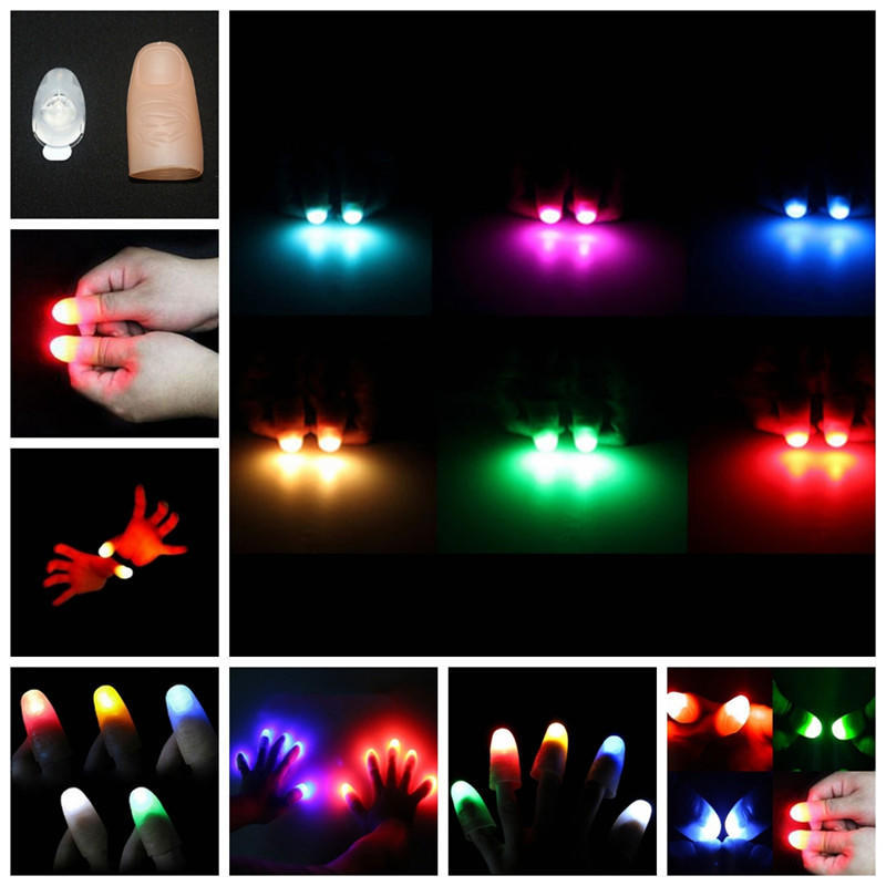 2Pcs Magic Super Bright Light Up Thumbs Fingers Trick Appearing Light Close Up