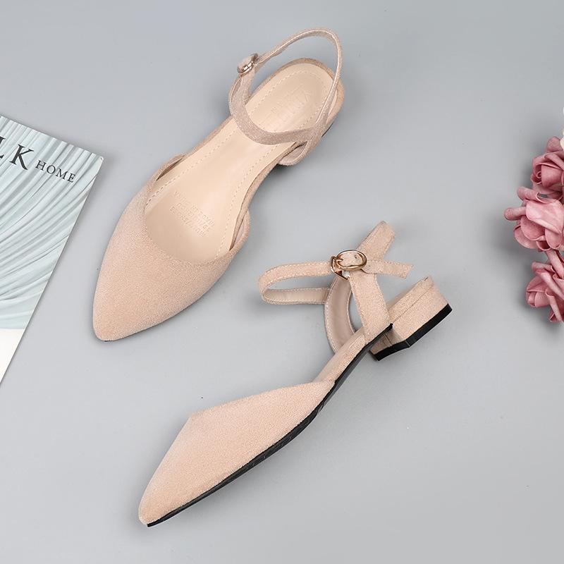 Мода Женская 2025 Лето Корейская Версия Квадратный Носок Толстый С Сандалии Низкий Каблук Пряжка Женская Обувь С Открытым Подъемом Противоскользящая Мода