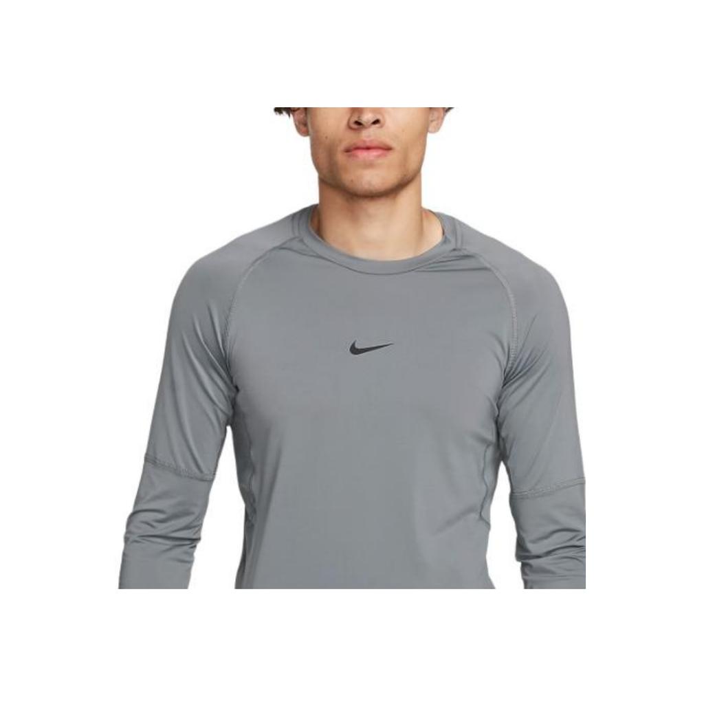 Nike Dri-FIT Slim Long-Sleeve Fitness Top Plain Logo Print Crew Neck Pullover T-Shirt Men Tops Gray FB7926-084