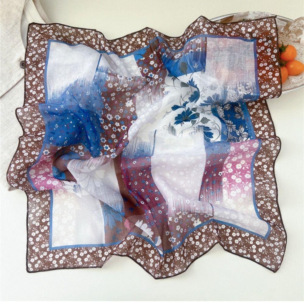 Flower Cotton Linen Print Scarves Cashew Square Handkerchief Clothing Accessories