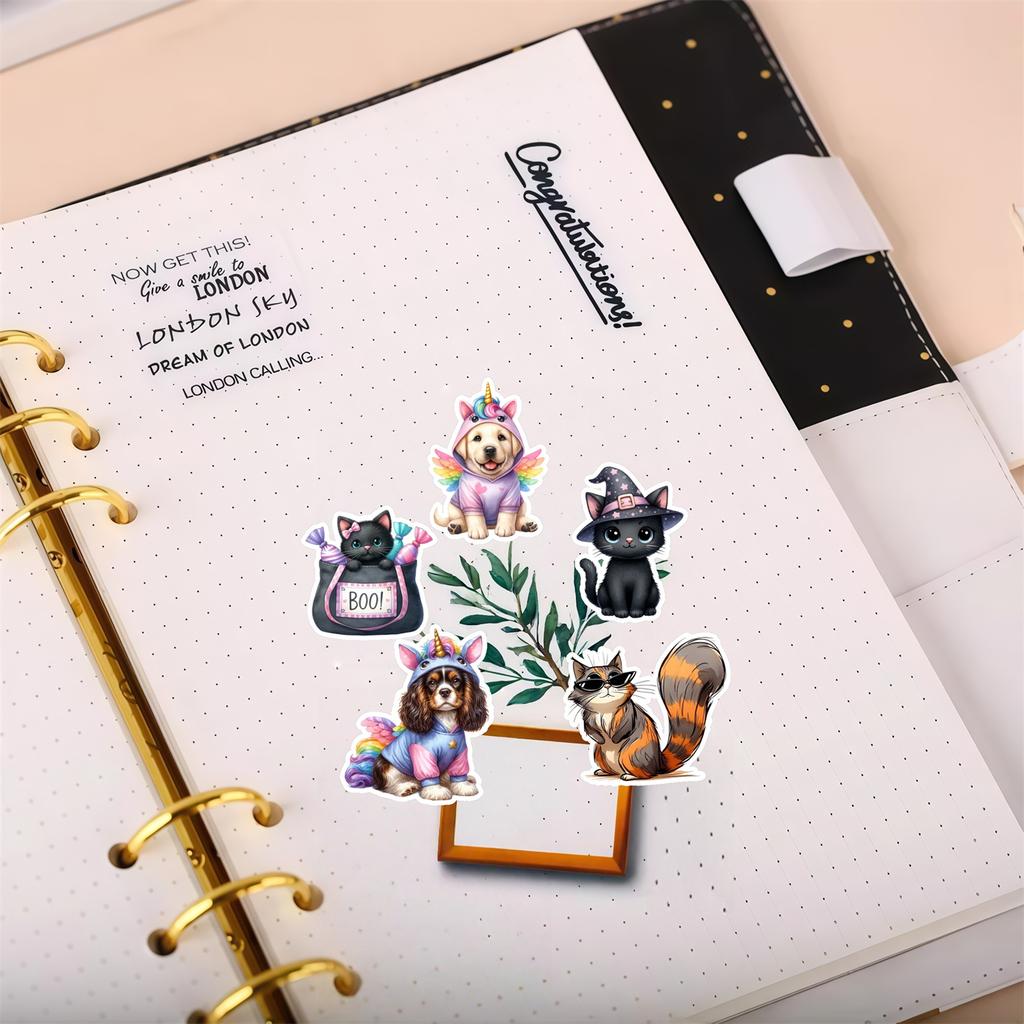 18PCS Stickers Hand-painted Watercolor cute cat Stickers DIY Scrapbook Diary Project Decoration Vintage journal stationery
