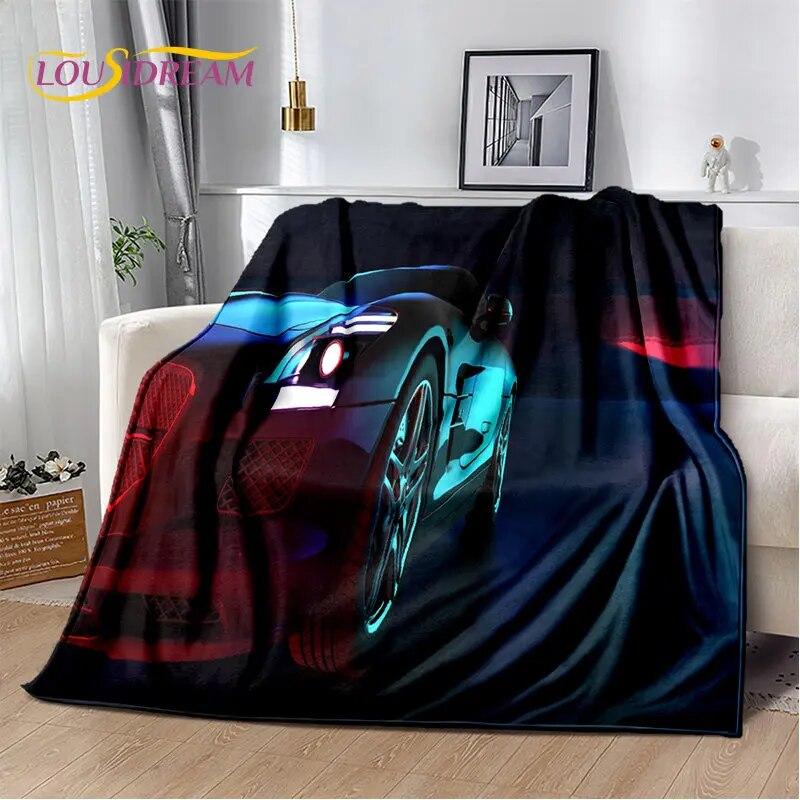 Мягкое плюшевое одеяло с концепцией спортивного автомобиля, фланелевое одеяло, одеяло для гостиной, спальни, кровати, дивана, чехол для пикника Bettdecke