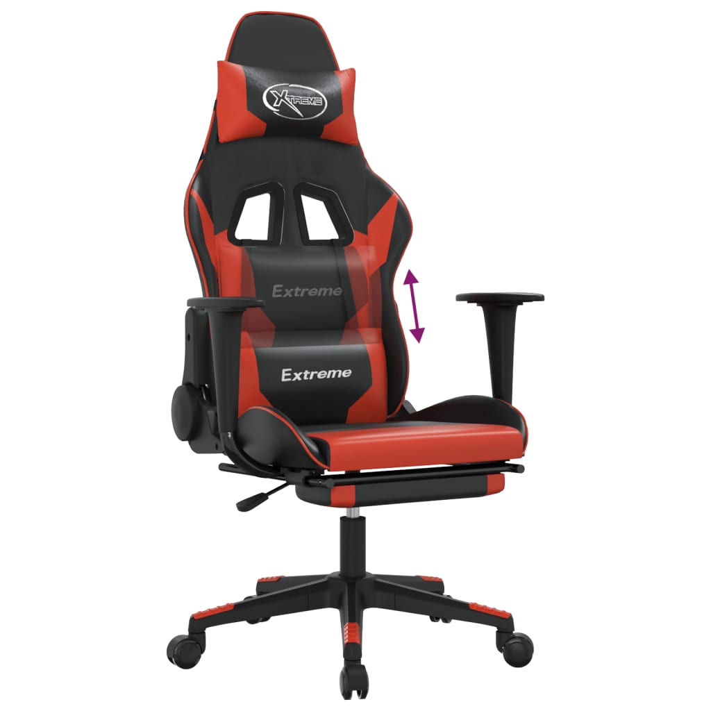 Gaming Chair with Footrest Black and Red Artificial Leather