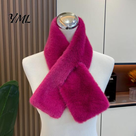 Thickened Cold Weather Neck Wrap Women Faux Fur Scarf, Winter Warmer for Weather, Short Collar Scarves, Soft Fashionable Accessories & Not Bulky,