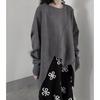Plus Size Women Autumn Winter Irregular Sweater Loose Casual Long Sleeve Knitted Pullover Spliced Knitwear Jumper Tops