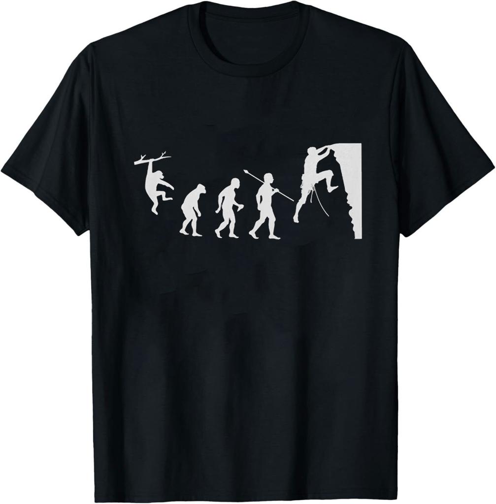 Эволюция Скалолазания Футболка От Обезьяны Через Доисторического Человека К Скалолазу, Забирающемуся на Скалу Графические Футболки Летний Хлопок