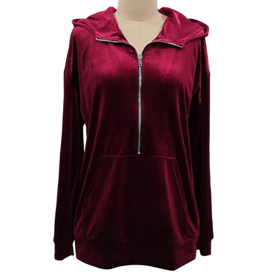 Бархатная толстовка с капюшоном для женщин, оверсайз, с длинным рукавом, на молнии, повседневная велюровая куртка на осень с карманами