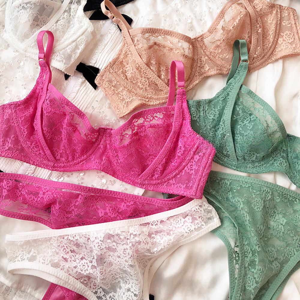 Французский сексуальный женский комплект нижнего белья, ультратонкий кружевной бюстгальтер с вышивкой, летний комфортный дышащий бюстгальтер и комплекты нижнего белья с Т-образной спинкой