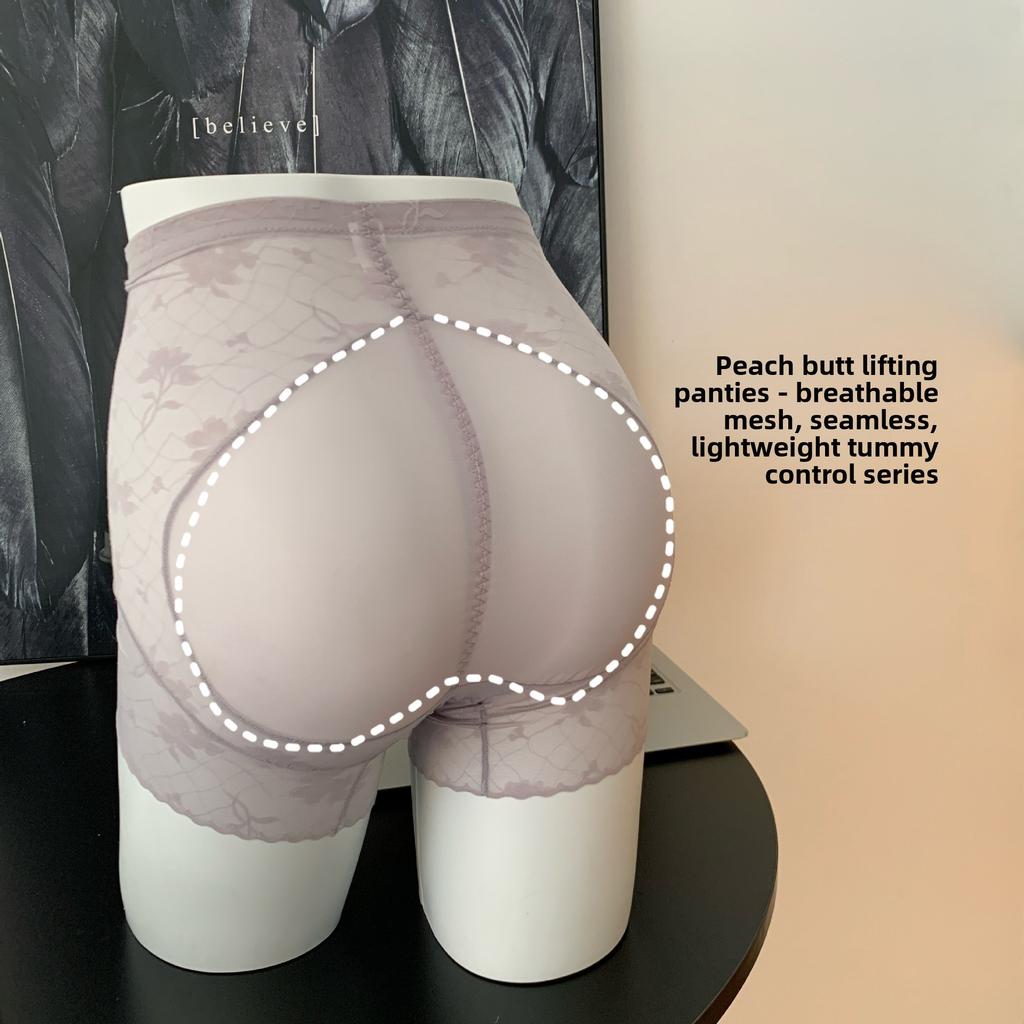 Lady Spring and Autumn Lace Jacquard Heart Hip Antibacterial High Waist Light Belly Flat Angle Underwear