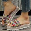 Women's Summer Large Size Clip On Thick Bottom Slippers Casual Ethnic Style Fish Mouth Outdoor Woven Sandals 35-43