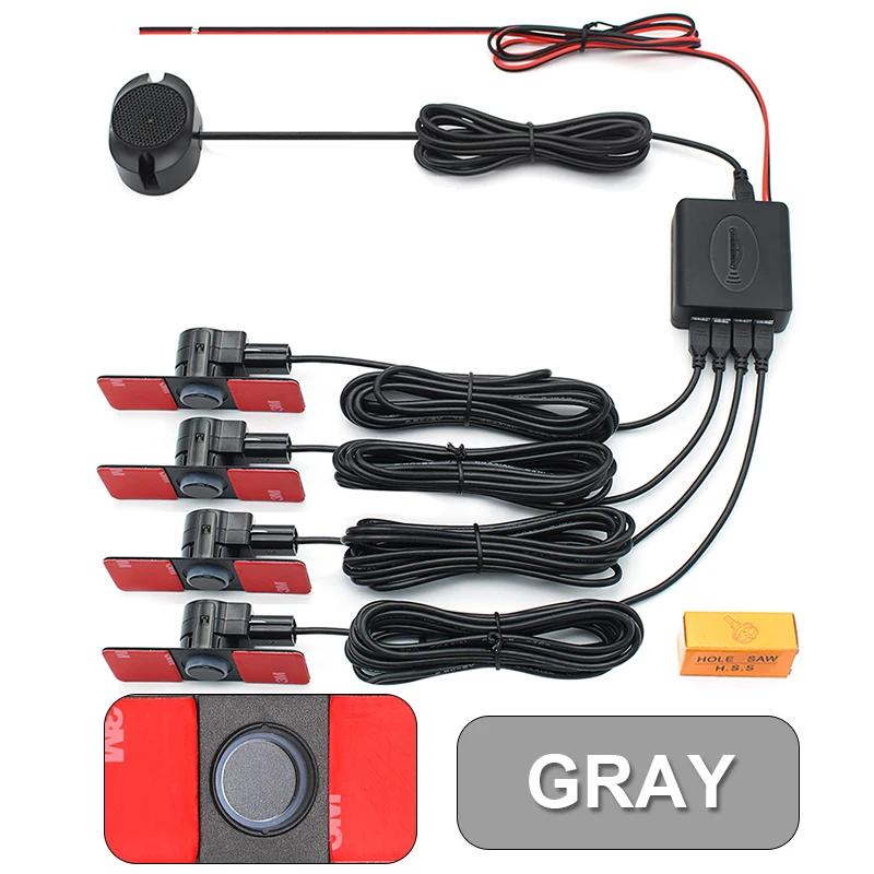 Датчик парковки автомобиля Помощник Parktronics 4 Черный/Серебристый/Белый 13 мм Плоские Датчики Радар заднего хода Звуковой Сигнал Сигнализации