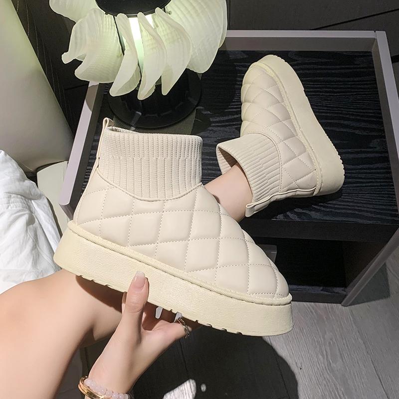 Мода Новая 2024 Обувь для женщин Зимние Снежные Сапоги Женские Бархатные Утепленные Теплые Модные Короткие Голенища Слипоны Хлопковая Обувь Женские Сапоги