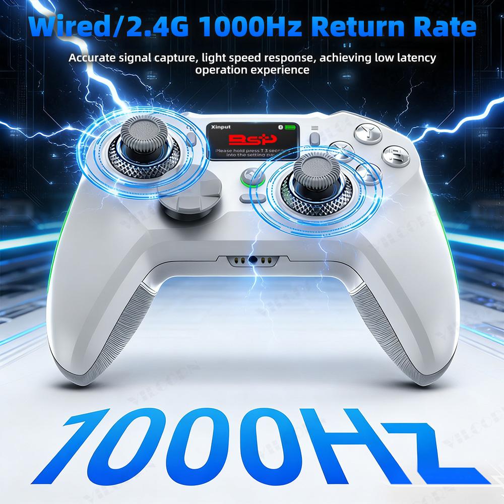 G8 Wireless Game Controller for PC Switch Android iOS Mobile Phone 4 Hall Operation-with TMR Hall Joystick 30-90gf Adjustable Damping Smart Screen