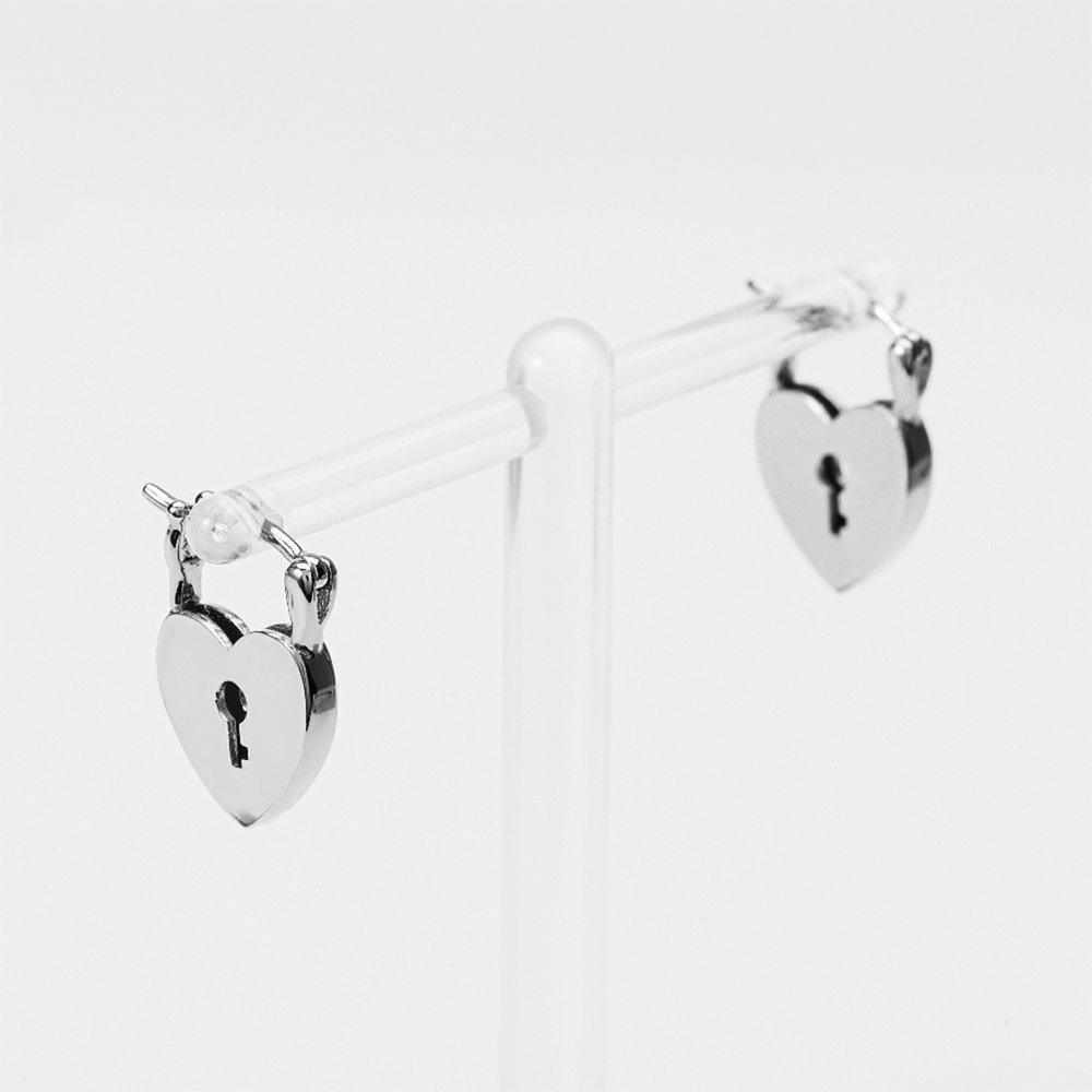 Heart Keyhole Min Silver Resin Earrings